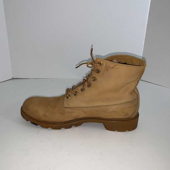 Vintage Timberland Boots Mens 12 Beige Leather Combat Ankle Work Made USA 10066 main image 8